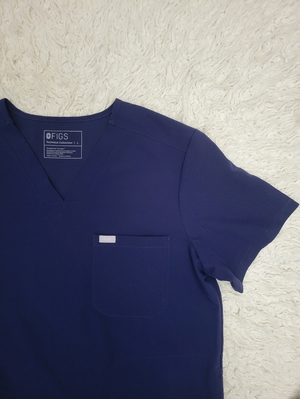 Figs Chisec Three Pocket Scrub Top Sz Large Navy Blue - Picture 5 of 12